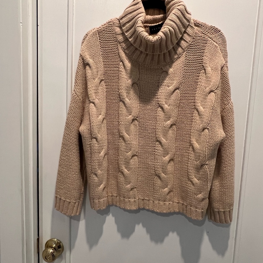 Premise Chunky Knit Turtleneck Sweater - Beige
